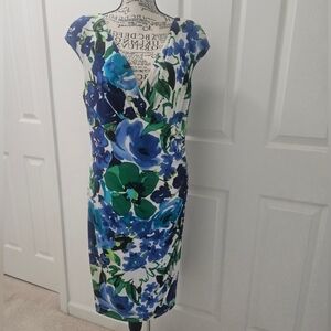 Ralph Lauren Elegant Floral Midi Dress. Size 12